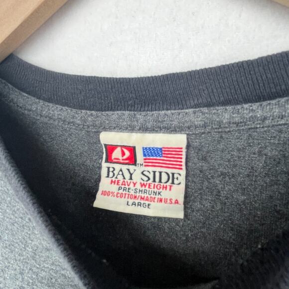 LED ZEPPELIN Mens L BAYSIDE Robert Plant Jimmy Page Stairway Ringer Cotton Gray - Picture 5 of 12